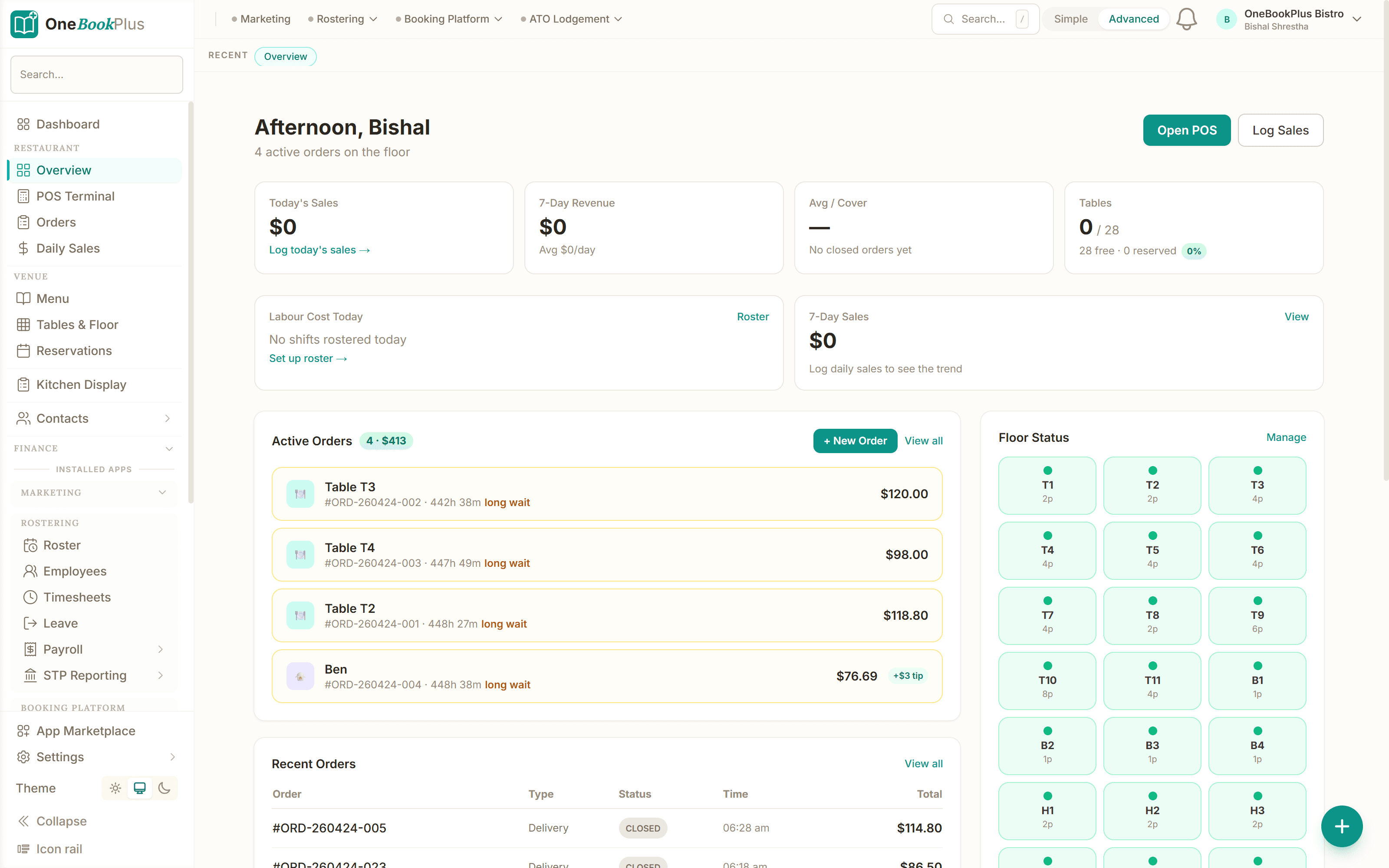 Dashboard at a glance — key numbers and recent activity