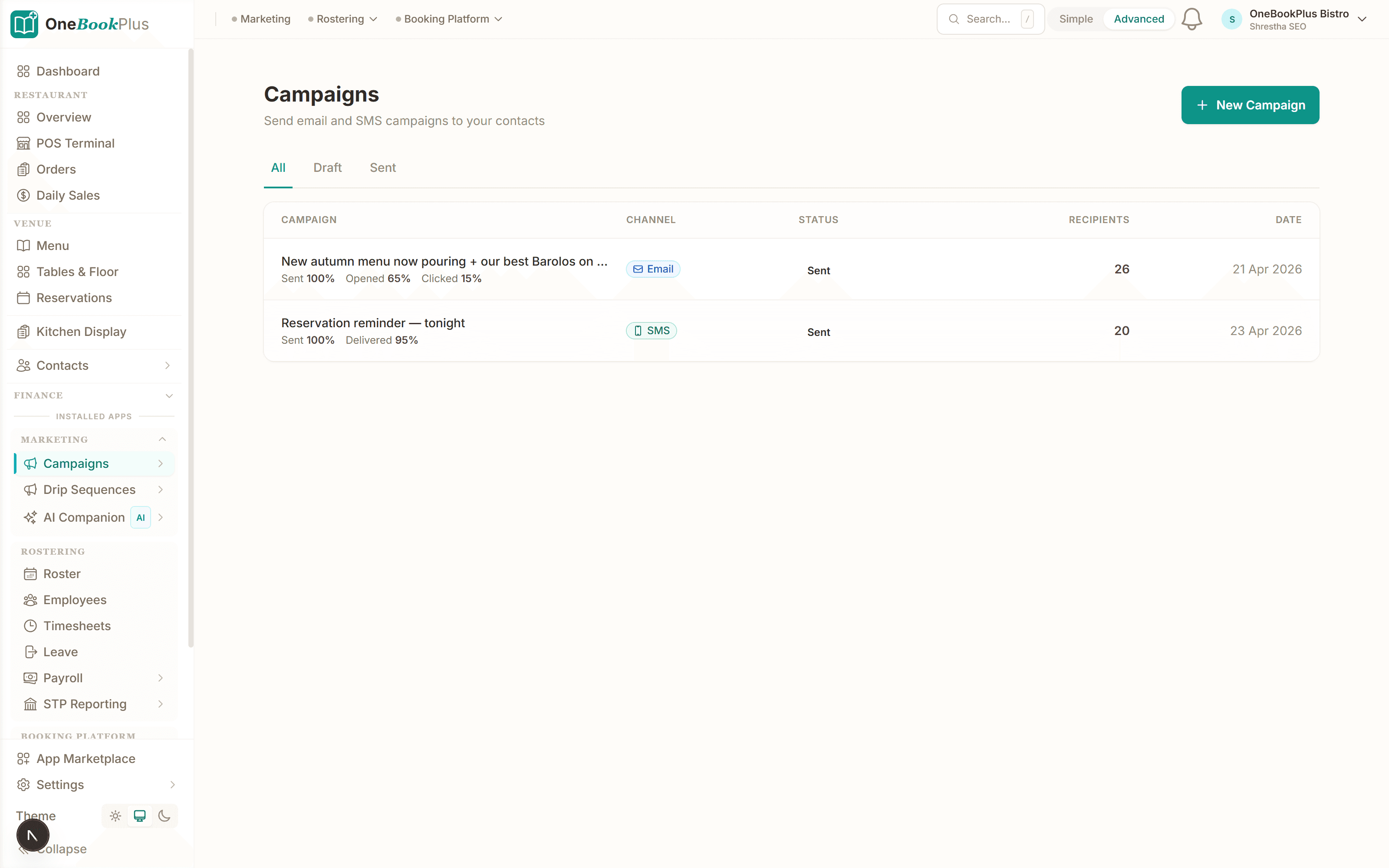 Re-booking campaigns