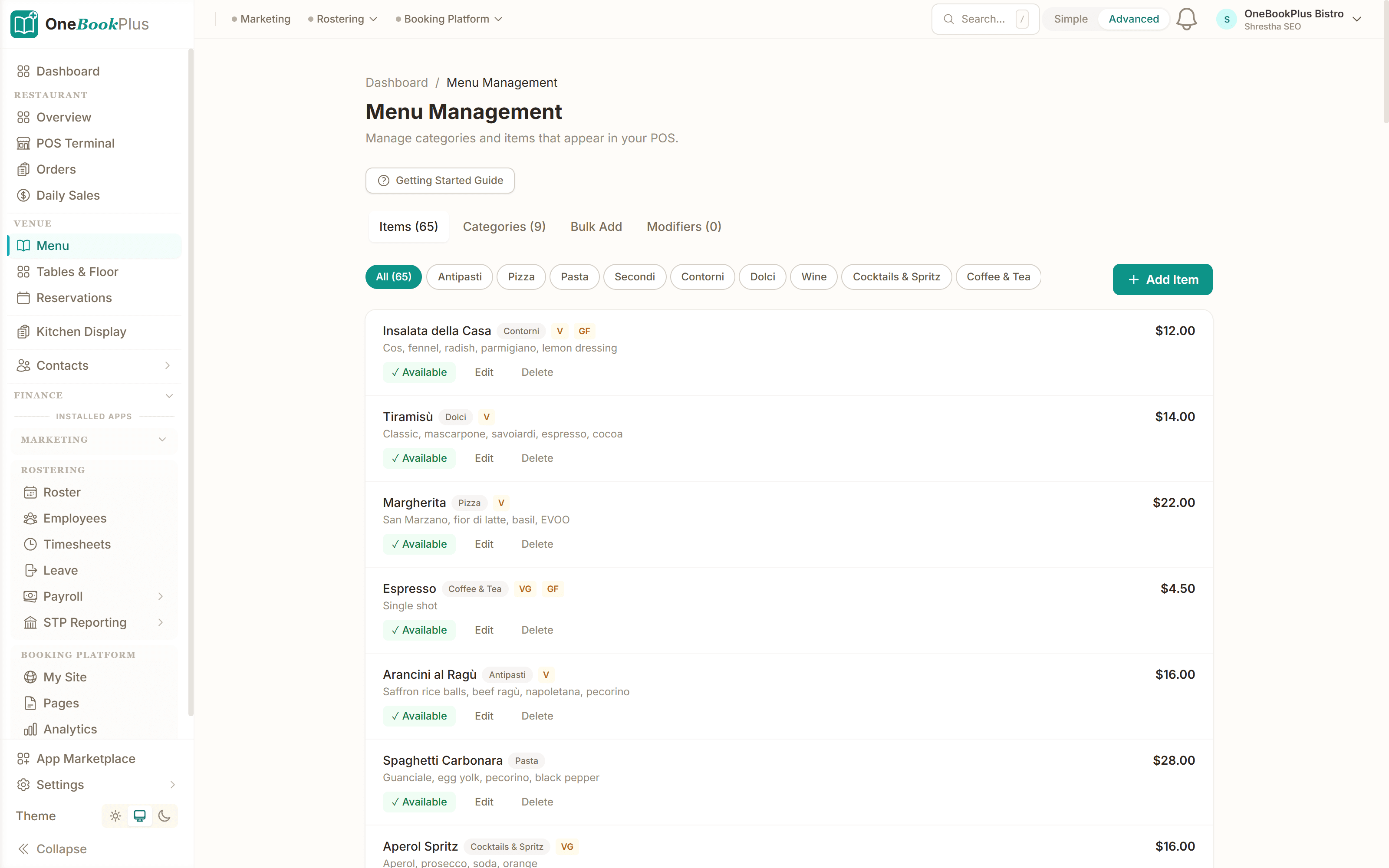 Menu builder